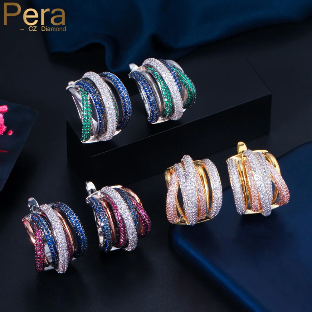 Pera Luxury Designer Micro Full Colorful CZ Stone Paved Wedding Engagement Geometry Shape Hoop Clasp Earrings for Brides E730
Pera Luxury Designer Micro Full Colorful CZ Stone Paved Wedding Engagement Geometry Shape Hoop Clasp Earrings for Brides E730