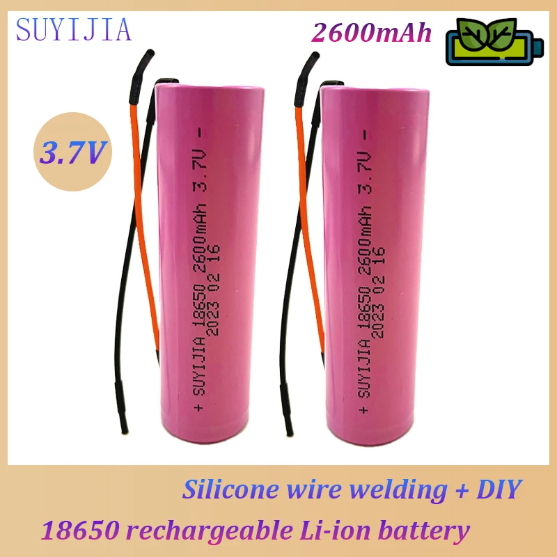 New 3.7V 18650 2600mAh Rechargeable Li-ion Battery Silicone Wire Soldering+DIY Suitable for Drone Flashlight Scooter LED Light 
New 3.7V 18650 2600mAh Rechargeable Li-ion Battery Silicone Wire Soldering+DIY Suitable for Drone Flashlight Scooter LED Light