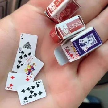 2023 Cute Mini Game Poker Mini Portable House Playing Cards Doll Accessories Home Decoration Small Party Poker Cards Games
