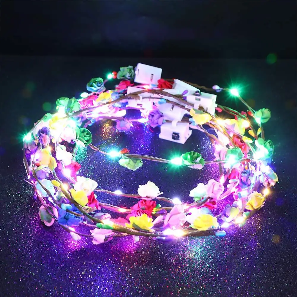 

LED Light For Bride For Bridesmaid Birthday Party Luminous Beach Headband Flower Crowns Glowing Wreath Wreath Headband