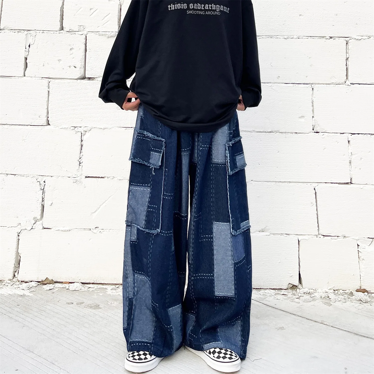 Vintage jeans wide-leg baggy pants for women men street loose straight-leg denim trousets Color matching patchwork
Vintage jeans wide-leg baggy pants for women men street loose straight-leg denim trousets Color matching patchwork