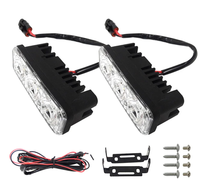 

2pcs Light 3LED Super White High Power Car DRL Work Fog Lamp Universal 8.7*3.6*3.1cm Car Daytime Running Lights