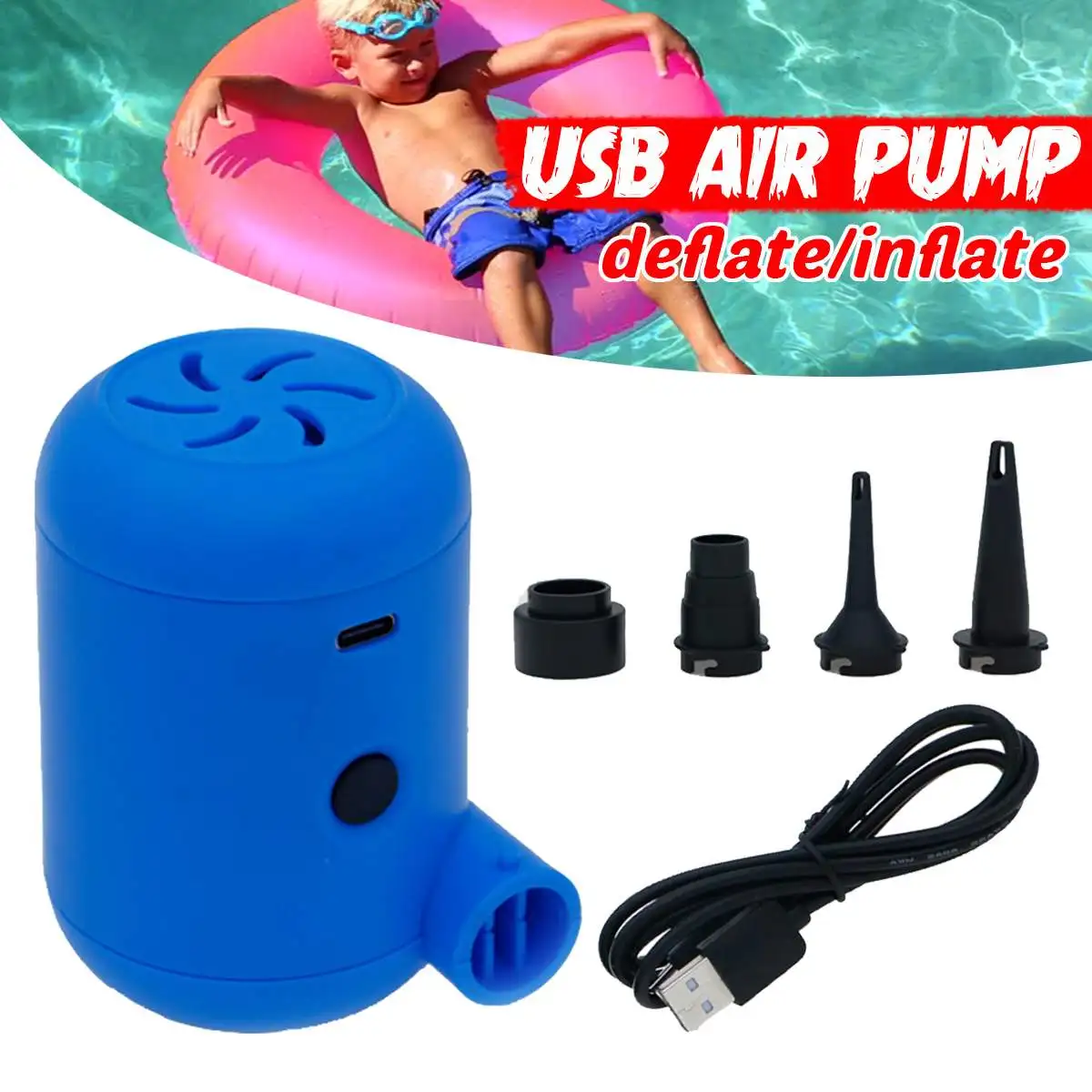 Mini Electric Air Pump Portable 5V USB Rechargeable Inflate Deflate Pumps with 3 Nozzles Car Inflator Electropump Tool Outdoor
Mini Electric Air Pump Portable 5V USB Rechargeable Inflate Deflate Pumps with 3 Nozzles Car Inflator Electropump Tool Outdoor