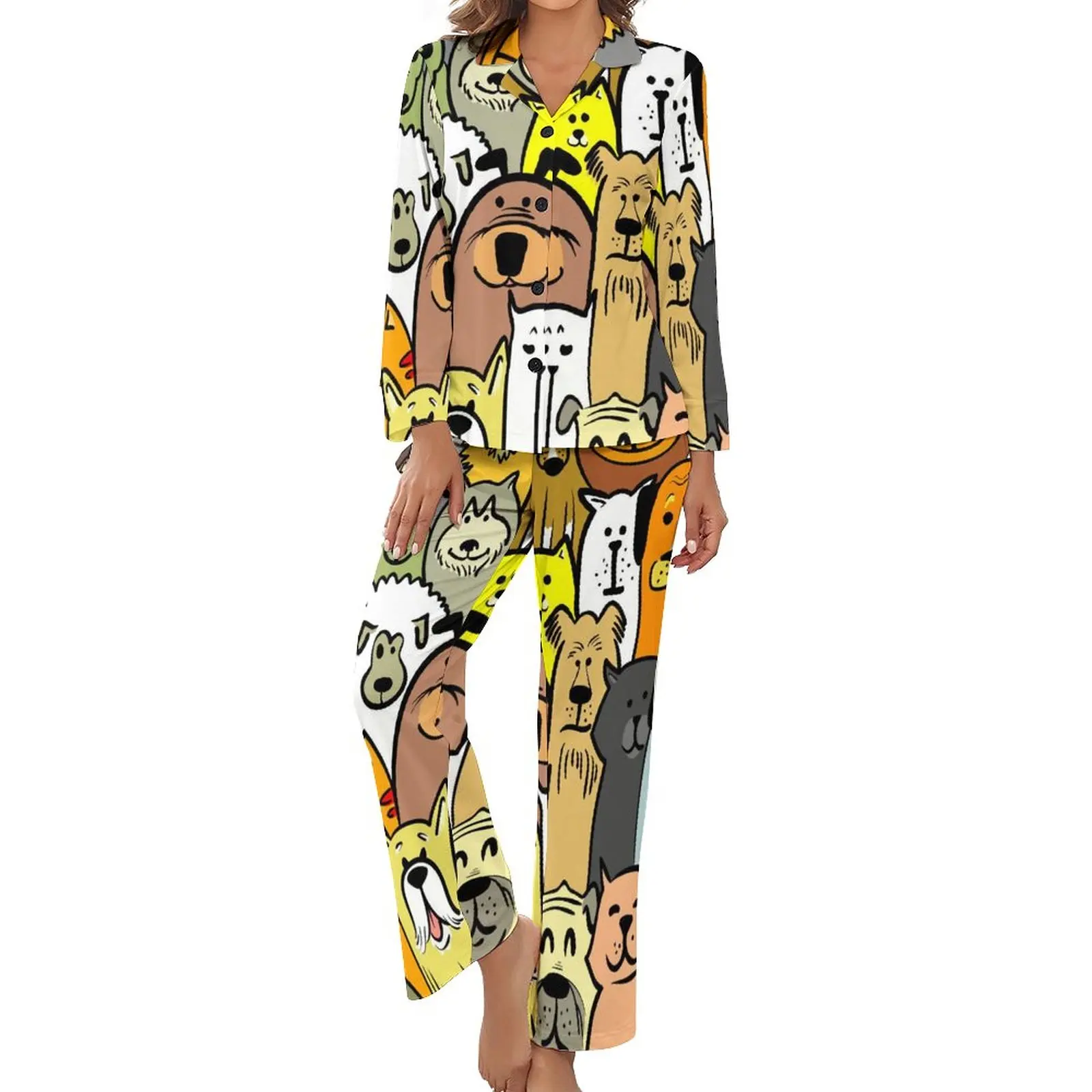 Cartoon Dog Pajamas Lady Funny Animal Print Cute Home Suit Daily Long-Sleeve 2 Pieces Casual V Neck Pajama Sets
Cartoon Dog Pajamas Lady Funny Animal Print Cute Home Suit Daily Long-Sleeve 2 Pieces Casual V Neck Pajama Sets