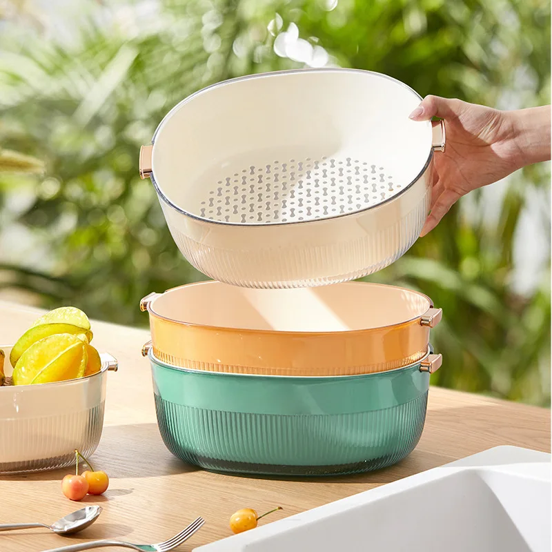 Light Luxury Multi-functional Vegetable Drain Basket New Household Kitchen Double-layer Vegetable Washing Fruit Storage Basin
Light Luxury Multi-functional Vegetable Drain Basket New Household Kitchen Double-layer Vegetable Washing Fruit Storage Basin