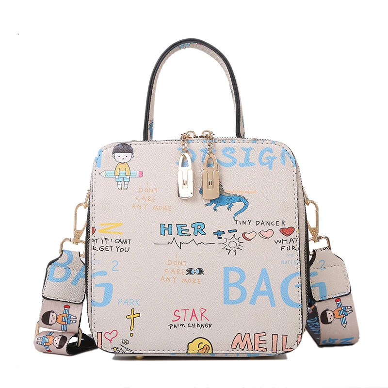 New fashion all-match messenger bag with graffiti women's bag wide shoulder strap handbag
New fashion all-match messenger bag with graffiti women's bag wide shoulder strap handbag