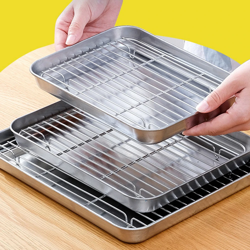 Oven Tray Cooling Rack Baking Sheet Shelf Stainless Steel Cookie Sheet Cooling Rack For Chef Roasting Kitchen Cooking Supplies
Oven Tray Cooling Rack Baking Sheet Shelf Stainless Steel Cookie Sheet Cooling Rack For Chef Roasting Kitchen Cooking Supplies