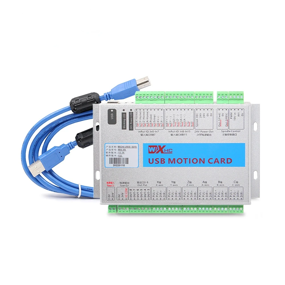 MKX-M4 Mach4 USB Motion Card 3/4/6 Axis Frequency 2000KHZ Controller For CNC Engraving Cutting Machine
MKX-M4 Mach4 USB Motion Card 3/4/6 Axis Frequency 2000KHZ Controller For CNC Engraving Cutting Machine