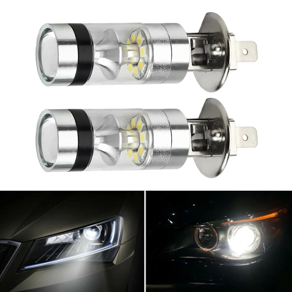 

2Pcs Projector Fog Driving DRL Light Bulbs H1 LED Daytime Running Front Light White 6000K Car Headlights Bulbs Accessories