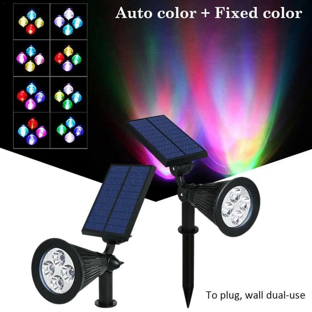 4 LED Solar Landscape Spotlights Outdoor Color Changing RGB Solar Spotlights IP65 Waterproof Security Light for Garden Yard
4 LED Solar Landscape Spotlights Outdoor Color Changing RGB Solar Spotlights IP65 Waterproof Security Light for Garden Yard