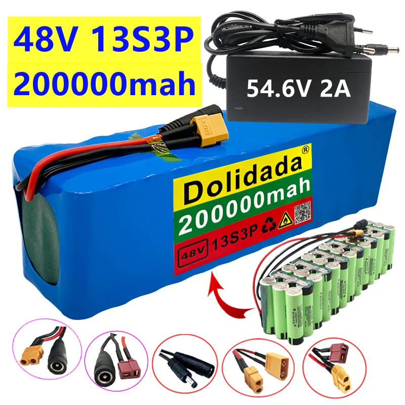 NEW 48V200Ah 2000W 13S3P XT60 48V Lithium ion Battery Pack 200000mah For 54.6V E-bike Electric bicycle Scooter with BMS+Charger
NEW 48V200Ah 2000W 13S3P XT60 48V Lithium ion Battery Pack 200000mah For 54.6V E-bike Electric bicycle Scooter with BMS+Charger