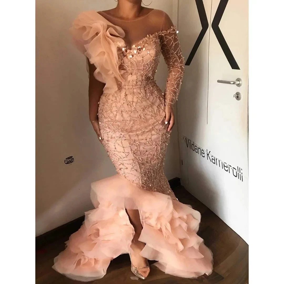 Pink Aso Ebi African Evening Dresses Mermaid Long Sleeves Tulle Sequins Long Dubai Saudi Arabic Black Girls Evening Gown Prom
Pink Aso Ebi African Evening Dresses Mermaid Long Sleeves Tulle Sequins Long Dubai Saudi Arabic Black Girls Evening Gown Prom