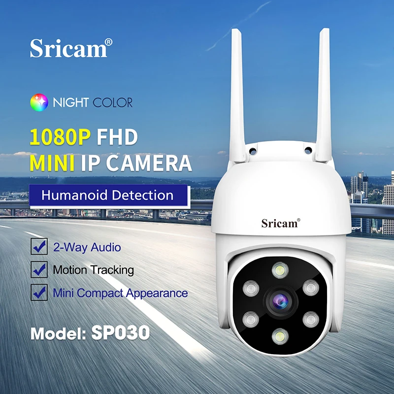 Sricam SP030 WIFI IP Camera HD 1080P APP 3X Zoom PTZ Night Vision AI Humanoid Detection Intercom CCTV Baby Monitor Cameras
Sricam SP030 WIFI IP Camera HD 1080P APP 3X Zoom PTZ Night Vision AI Humanoid Detection Intercom CCTV Baby Monitor Cameras