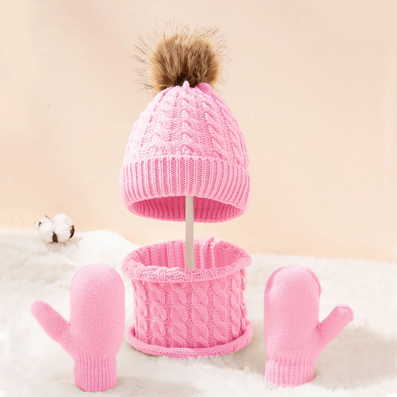 Child Winter Knitted Hat And Scarf Gloves Set Boy Girls Warm Plush Hat 3 Piece Sets Kids New Outdoor Ski Cap Scarves Solid Color
Child Winter Knitted Hat And Scarf Gloves Set Boy Girls Warm Plush Hat 3 Piece Sets Kids New Outdoor Ski Cap Scarves Solid Color