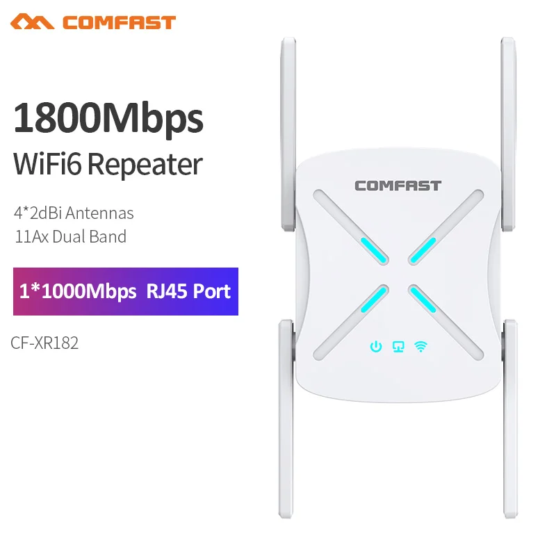 Усилитель COMFAST AX1800 WiFi6 802.11ax 2,4G и 5 ГГц Мбит/с, Беспроводной ретранслятор, 4 мощных антенны, усилитель диапазона Wi-Fi
Усилитель COMFAST AX1800 WiFi6 802.11ax 2,4G и 5 ГГц Мбит/с, Беспроводной ретранслятор, 4 мощных антенны, усилитель диапазона Wi-Fi