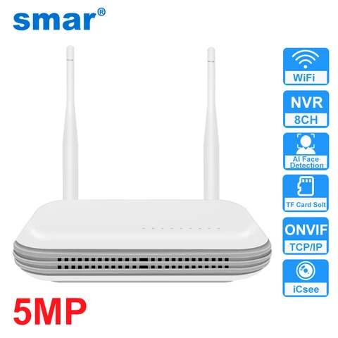 Сетевой мини-видеорегистратор Smar, устройство для видеонаблюдения, 8 каналов, Wi-Fi, H.265, 3 Мп/5 МП, 2,5 дюйма SSD, TF-карта, приложение XMEye