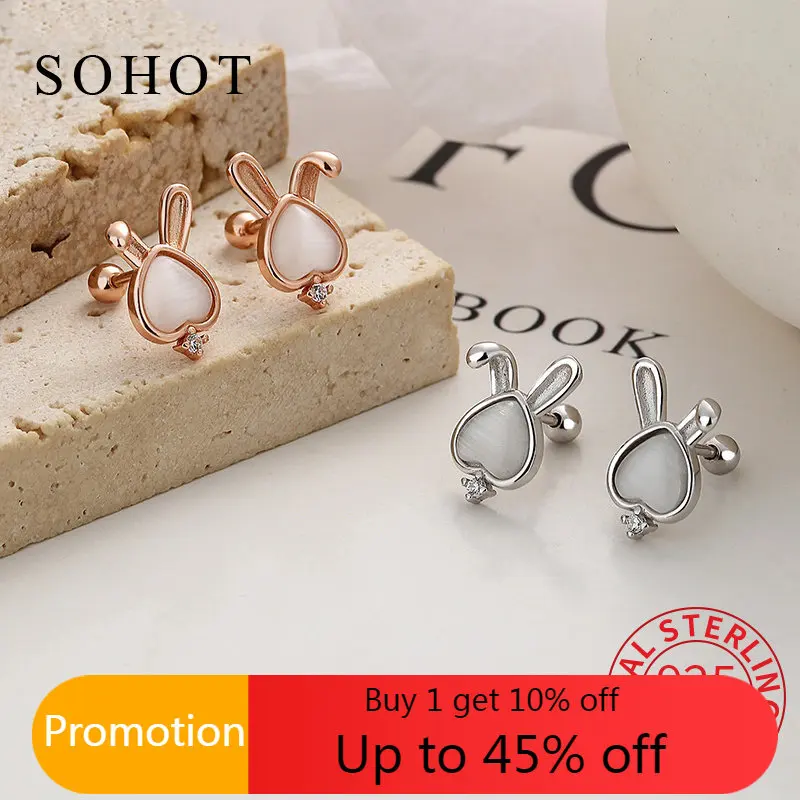 Fashion Real 925 Sterling Silver Zircon CZ Rabbit Screw Bead Stud Earrings for Women Animal Fine Jewelry Minimalist Accessories
Fashion Real 925 Sterling Silver Zircon CZ Rabbit Screw Bead Stud Earrings for Women Animal Fine Jewelry Minimalist Accessories