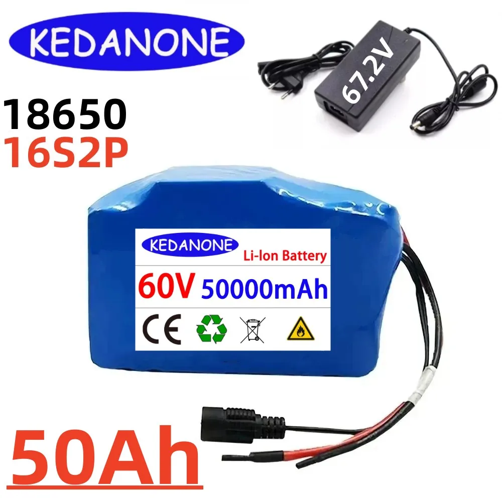 Batería de iones de litio 16S2P para bicicleta eléctrica, 60V, 50Ah, 18650, 67,2 V, 50000mAh, 30A, BMS, 750W, 1000 vatios
Batería de iones de litio 16S2P para bicicleta eléctrica, 60V, 50Ah, 18650, 67,2 V, 50000mAh, 30A, BMS, 750W, 1000 vatios