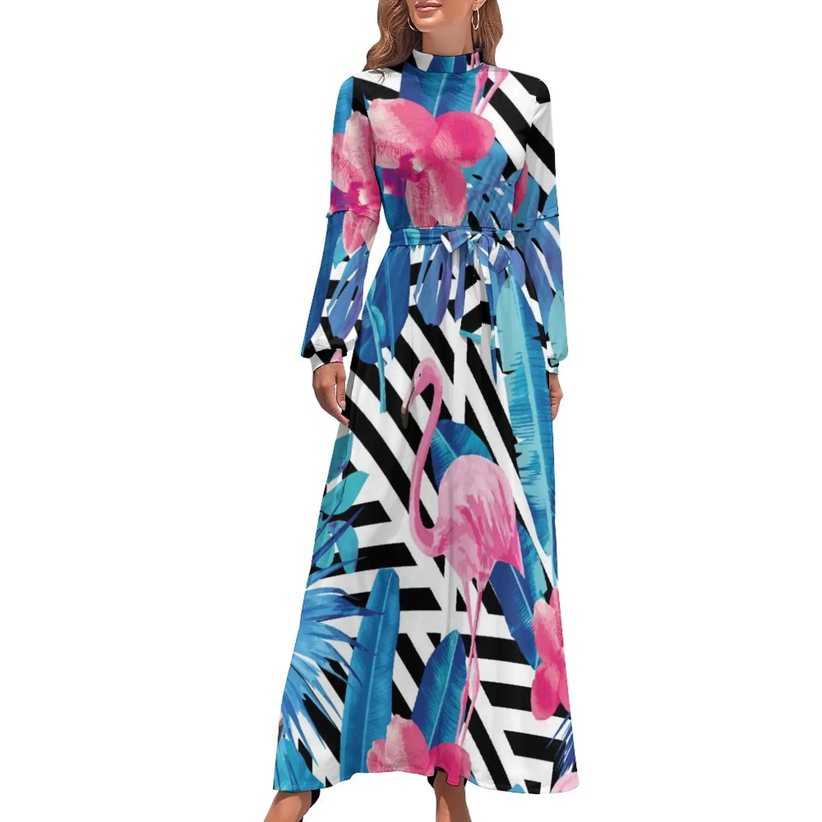 Flamingo Art Dress Stripe and Leaf Print Elegant Maxi Dress Street Fashion Boho Beach Long Dresses High Waist Pattern Clothes 
Flamingo Art Dress Stripe and Leaf Print Elegant Maxi Dress Street Fashion Boho Beach Long Dresses High Waist Pattern Clothes