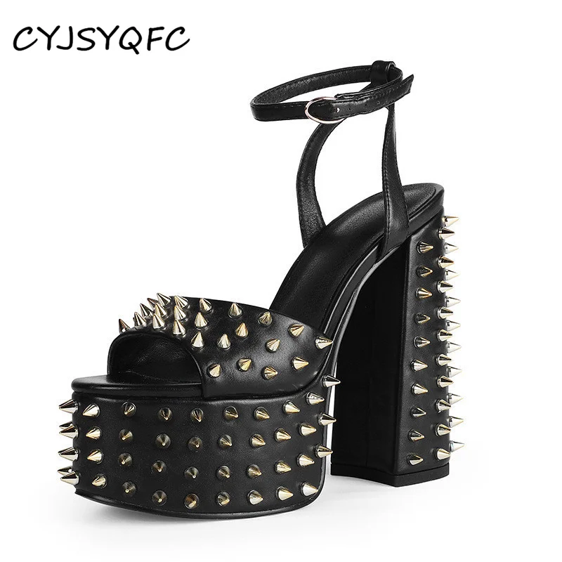 CYJSYQFC Chunky Heels Rivets Platform Women Sandals Punk Goth Style Ankle Buckle Strap Thick Bottom Lady Shoes Open Toe Sandals
CYJSYQFC Chunky Heels Rivets Platform Women Sandals Punk Goth Style Ankle Buckle Strap Thick Bottom Lady Shoes Open Toe Sandals