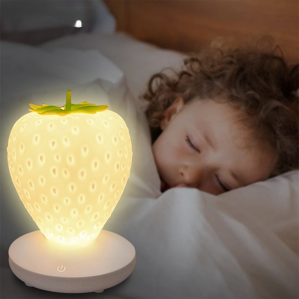 Touch Dimmable LED Night Light Silicone Strawberry Nightlight USB Bedside Lamp for Baby Children Kids Gift Bedroom Decoration
Touch Dimmable LED Night Light Silicone Strawberry Nightlight USB Bedside Lamp for Baby Children Kids Gift Bedroom Decoration