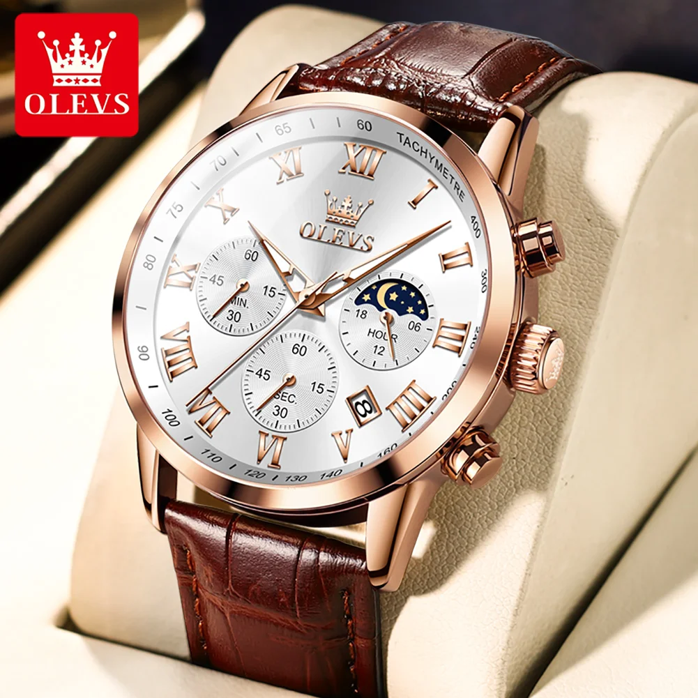 OLEVS Top Men's Watches Brown Leather Classic Analog Quartz Watch for Man 3ATM Waterproof Wrist Watch Multifunction Chronograph
OLEVS Top Men's Watches Brown Leather Classic Analog Quartz Watch for Man 3ATM Waterproof Wrist Watch Multifunction Chronograph