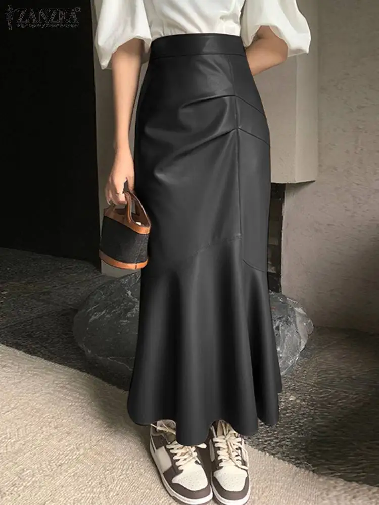 ZANZEA Korean Fashion Mermaid Skirts Women 2023 Vintage Ruffles Hem Faldas Elegant PU Faux Leather High Waist Ruched Midi Skirts
ZANZEA Korean Fashion Mermaid Skirts Women 2023 Vintage Ruffles Hem Faldas Elegant PU Faux Leather High Waist Ruched Midi Skirts