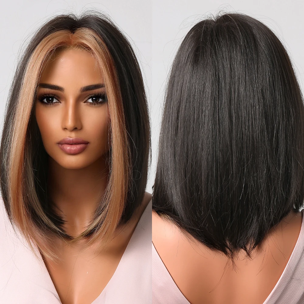 Dark Brown Highlight Synthetic Short Wigs Straight Bob Wig Middle Part for Afro Women Cosplay Daily Natural Wigs Heat Resistant
Dark Brown Highlight Synthetic Short Wigs Straight Bob Wig Middle Part for Afro Women Cosplay Daily Natural Wigs Heat Resistant