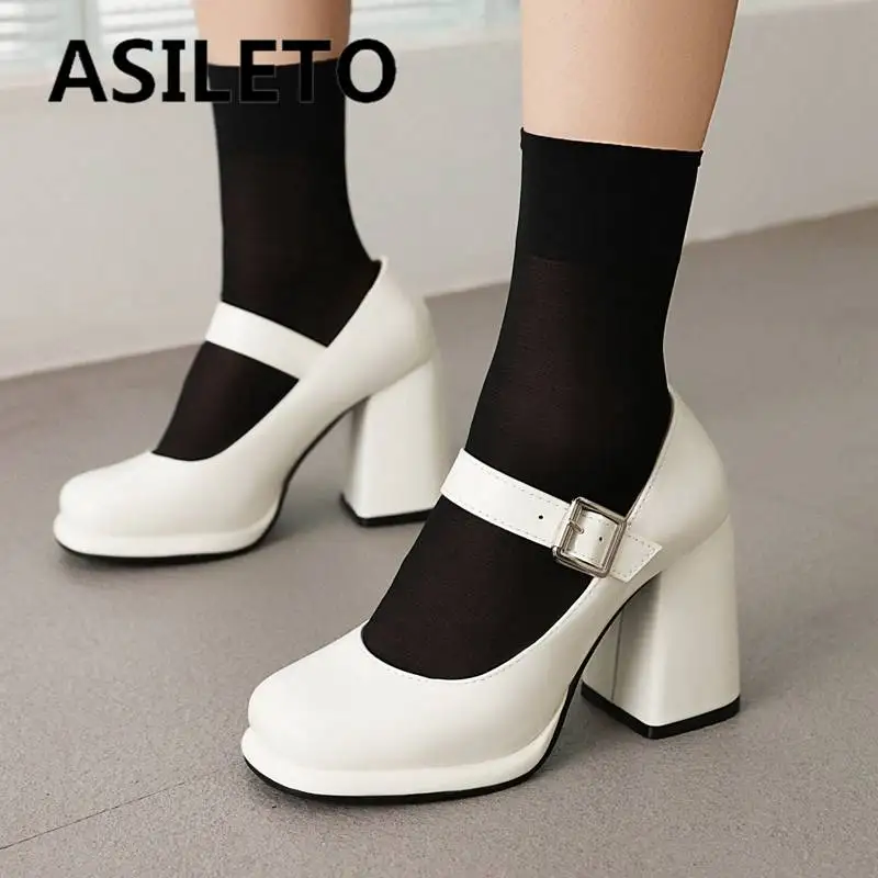 ASILETO Office Lady Shoes Round Toe Block Heels 9cm Platform 1cm Buckle Strap Solid Plus Size 41 42 43 Classic Sexy Soft Pumps
ASILETO Office Lady Shoes Round Toe Block Heels 9cm Platform 1cm Buckle Strap Solid Plus Size 41 42 43 Classic Sexy Soft Pumps