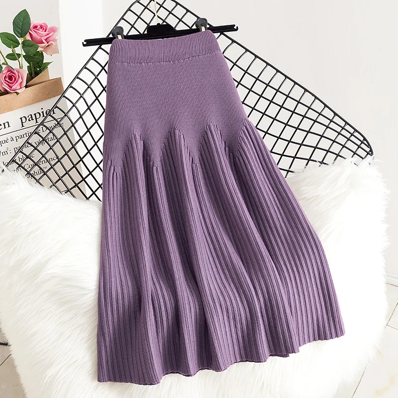 Thickened Knitted Skirts Women Autumn Winter New Mid-length Solid Wool Skirt Womens A-line Long Skirt Korean Fashion Clothing
Thickened Knitted Skirts Women Autumn Winter New Mid-length Solid Wool Skirt Womens A-line Long Skirt Korean Fashion Clothing