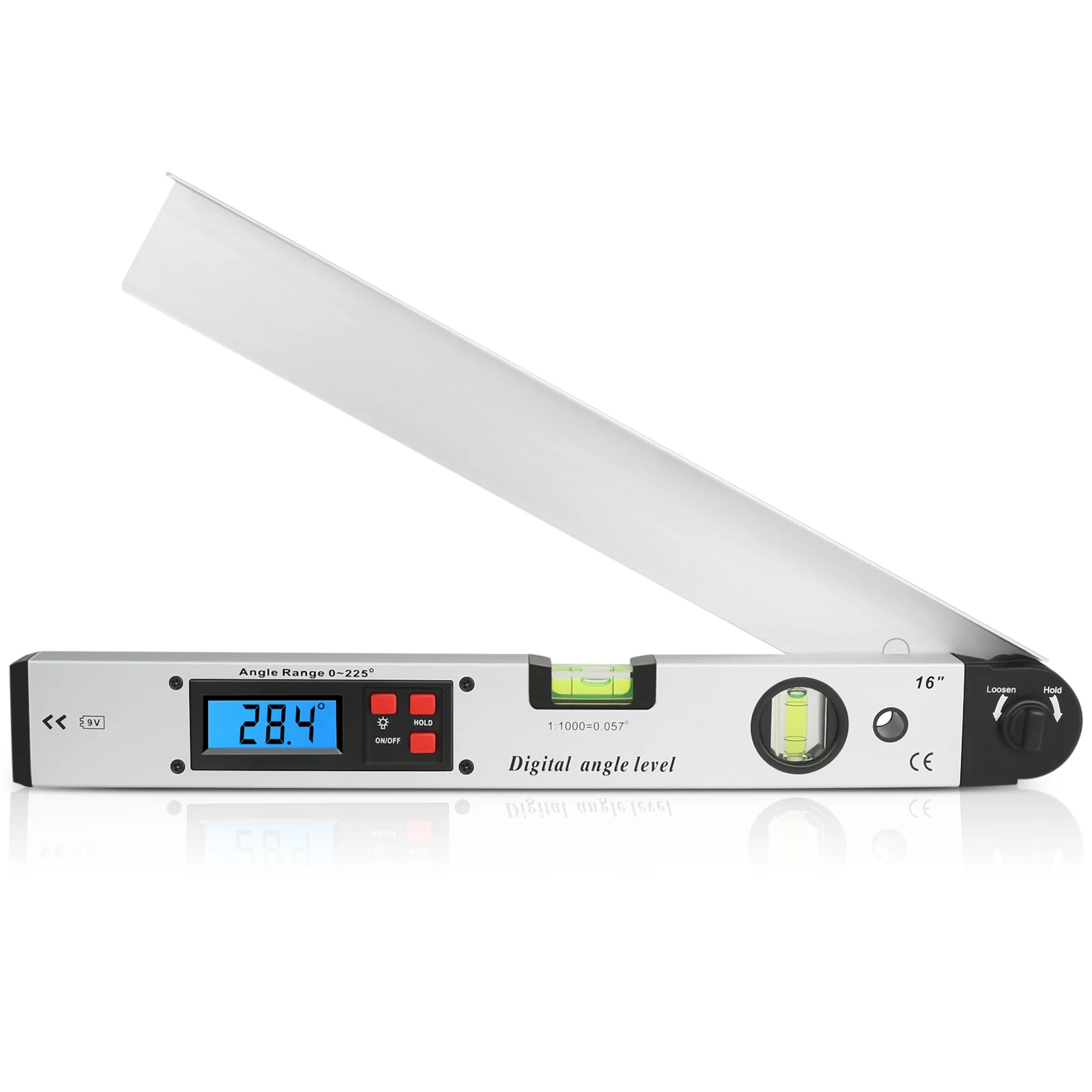 16 Inch Angle Ruler 0-225°Digital Display Protractor With Liquid Level Measuring 400mm With Backlit LCD Digital Angle Finder
16 Inch Angle Ruler 0-225°Digital Display Protractor With Liquid Level Measuring 400mm With Backlit LCD Digital Angle Finder