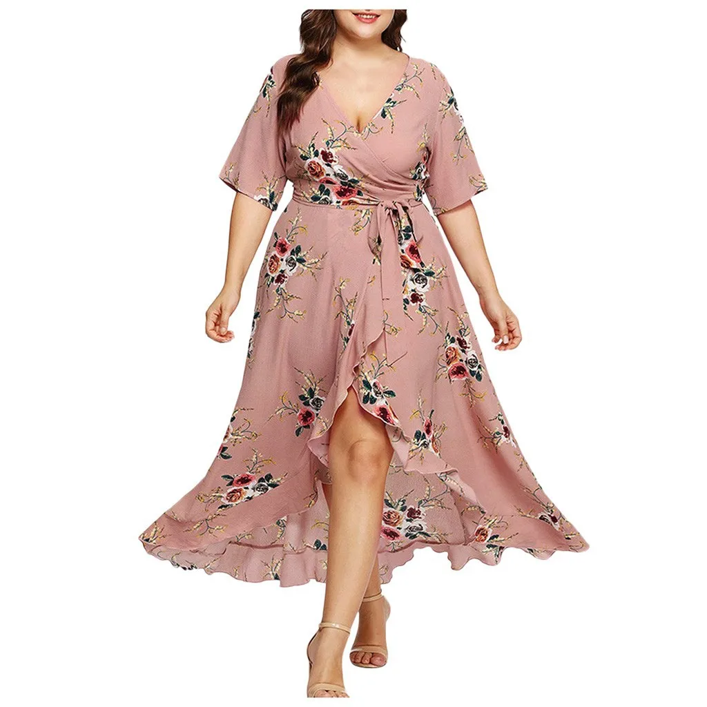 2022 Fahsion Women Summer Long Dress Plus Size 5XL Curvy Woman V Neck Short Sleeve Floral Print Ruffles Boho Beach Dress
2022 Fahsion Women Summer Long Dress Plus Size 5XL Curvy Woman V Neck Short Sleeve Floral Print Ruffles Boho Beach Dress