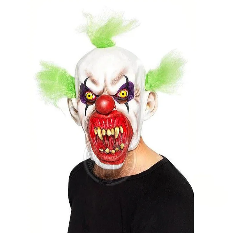 

Хэллоуин ужасная маска Джокера Косплей смешной большой нос зеленый красный с волосами клоун латексный шлем маскарадный костюм реквизит дл...