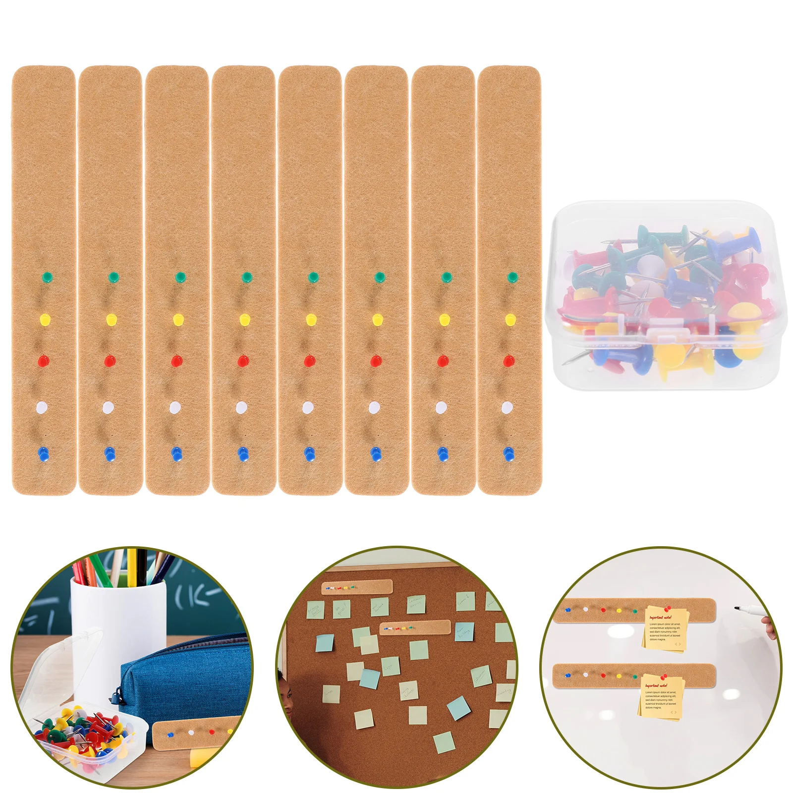 1 Set of Bulletin Board Strips Classroom Pin Boards Memo Display Felt Strips with Pushpins 
1 Set of Bulletin Board Strips Classroom Pin Boards Memo Display Felt Strips with Pushpins