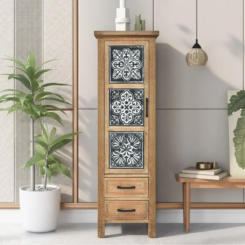 47.6’’Tall Accent Storage Cabinet with 1 Door and 2 Drawers, Modern Decorative Cabinet with Wood Frame and Black and White Patte
47.6’’Tall Accent Storage Cabinet with 1 Door and 2 Drawers, Modern Decorative Cabinet with Wood Frame and Black and White Patte