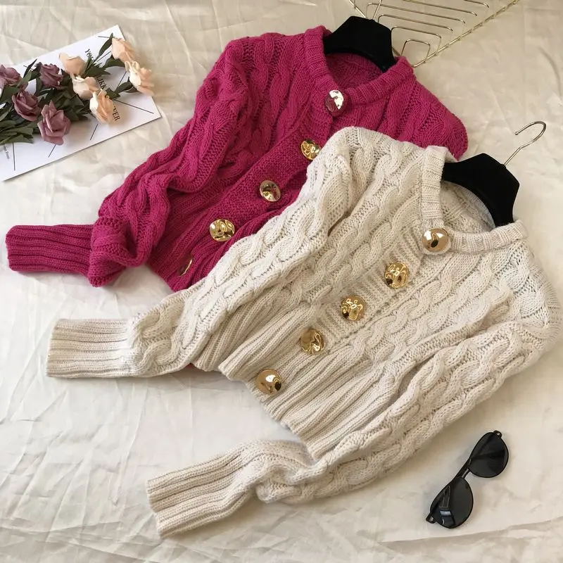 2021 Autumn New Thicke Knitted Coat Women Loose Long Sleeve Female Twist Sweater Loose Cardigan O-Neck Warm Fashion Knit Sweater
2021 Autumn New Thicke Knitted Coat Women Loose Long Sleeve Female Twist Sweater Loose Cardigan O-Neck Warm Fashion Knit Sweater