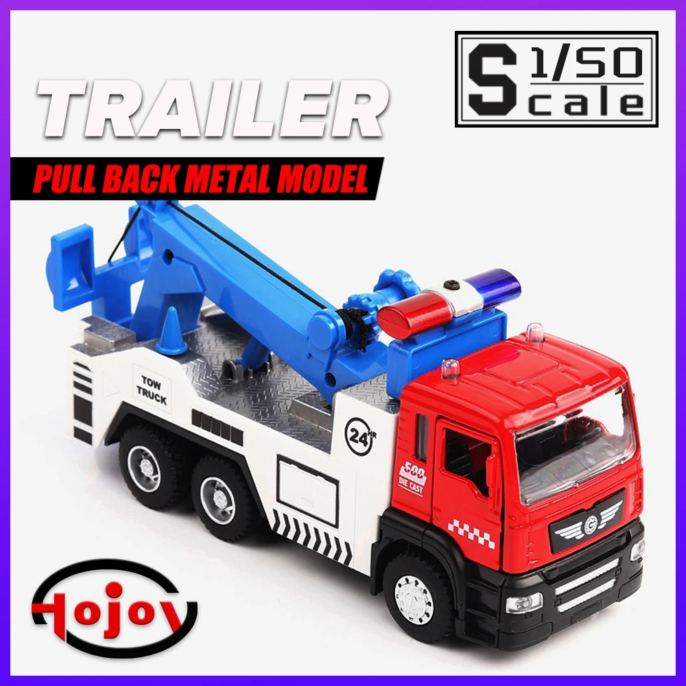 

Scale 1/50 Road Rescue Trailer Metal Diecast Alloy Toy Cars Model Trucks For Boys Children Toys Vehicles Hobbies Collection