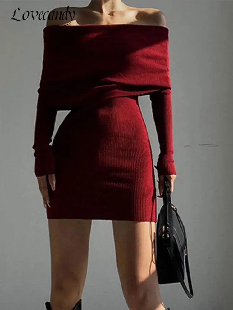 Off Shoulder Slash Neck Knitted Mini Dress Chic Women Long Sleeve Sweaters Dresses Spring Vintage Party Club Solid Slim Clothes
Off Shoulder Slash Neck Knitted Mini Dress Chic Women Long Sleeve Sweaters Dresses Spring Vintage Party Club Solid Slim Clothes