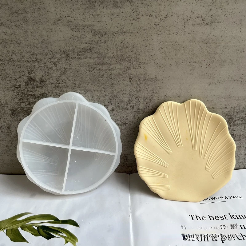 

Shell Shape Storage Plaster Tray Silicone Molds Storage Plate Epoxy Resin Mold Concrete Cement Jewelry Soap Display Tray Moulds