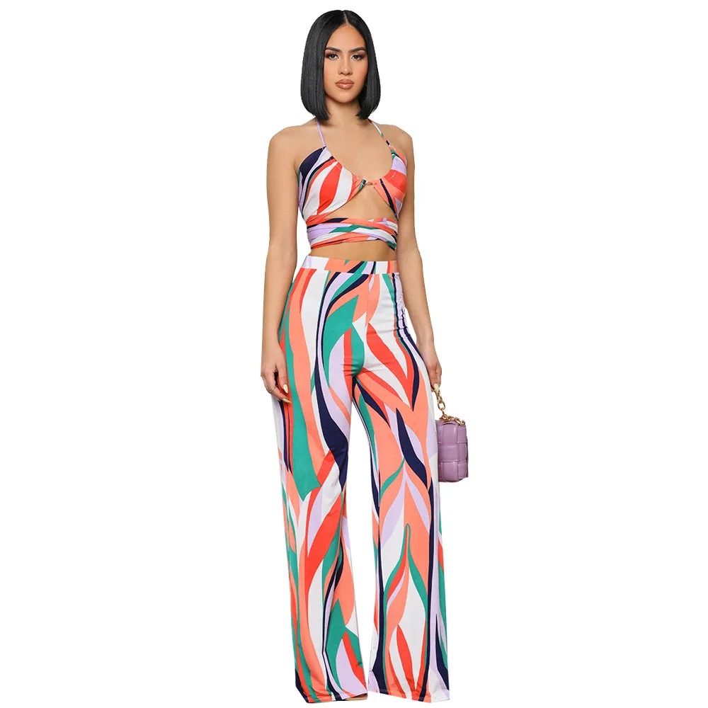 Sexy Women Summer Pants Set Cropped Halter Tops Wide Leg Pants Suit Female 2PCS Outfits Women Casual Two Piece Streetwear Sets
Sexy Women Summer Pants Set Cropped Halter Tops Wide Leg Pants Suit Female 2PCS Outfits Women Casual Two Piece Streetwear Sets