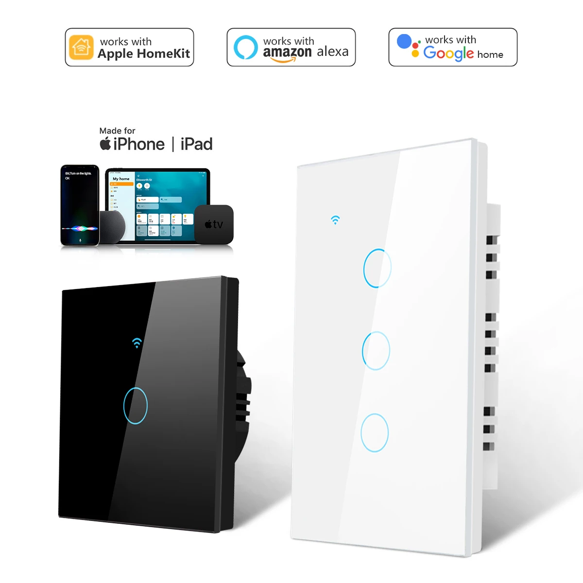 Смарт-выключатель светодиодный настенный сенсорный с поддержкой wi-fi и Siri Alexa Google Home
Смарт-выключатель светодиодный настенный сенсорный с поддержкой wi-fi и Siri Alexa Google Home