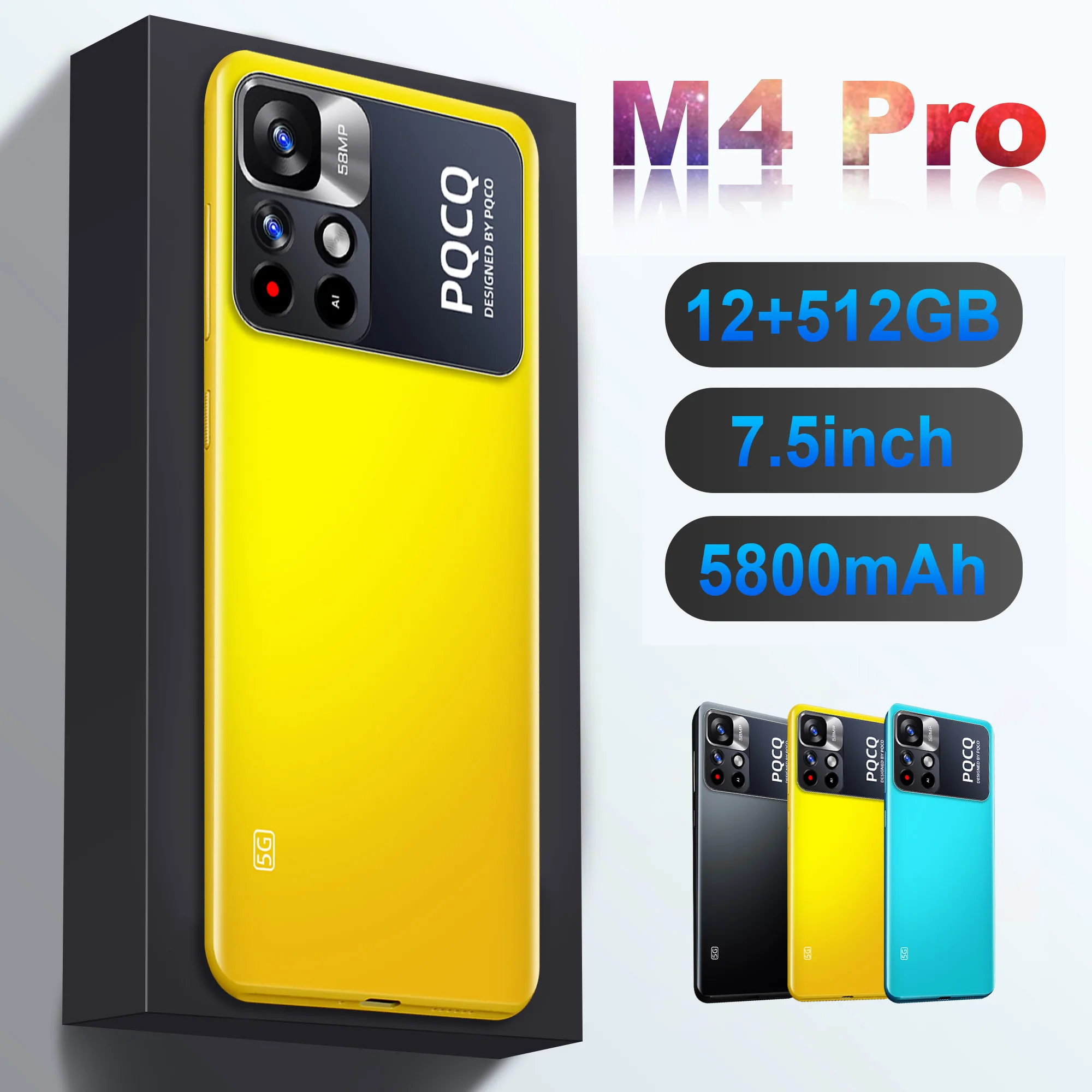 Original Global Version M4 Pro 5G Andriod Phones 7.5 Inch 12GB+512GB Celular Smartphone 5800mAh Unlock Smartphone Cellphone
Original Global Version M4 Pro 5G Andriod Phones 7.5 Inch 12GB+512GB Celular Smartphone 5800mAh Unlock Smartphone Cellphone