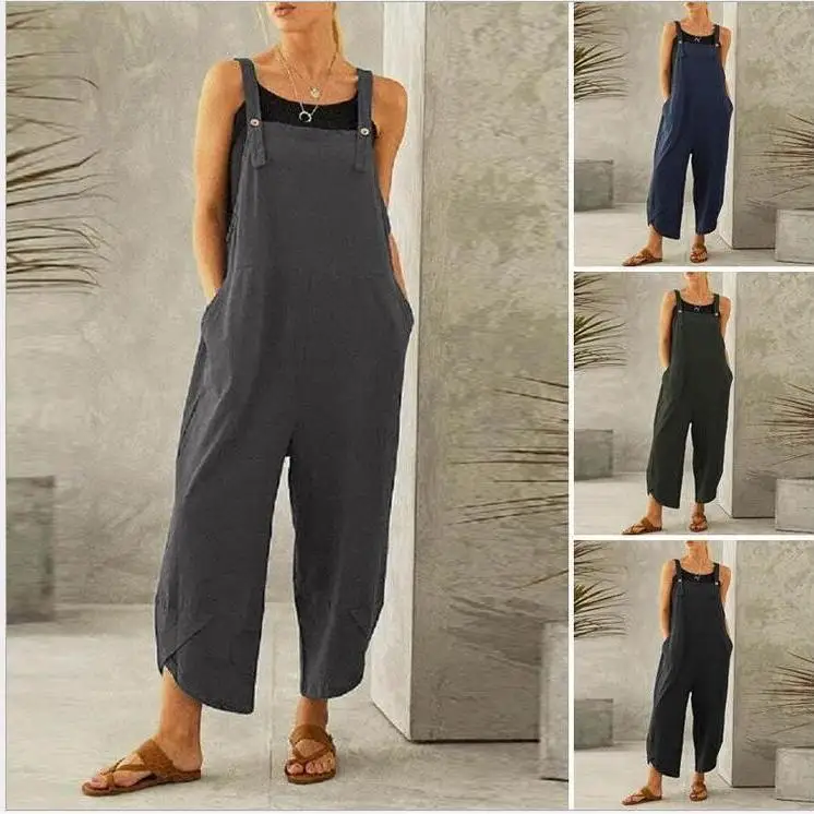 Classic Loose-fitting Rompers with Shoulder Straps Casual Wide Leg Pants Fashion Solid Color Loose-fitting Rompers with Shoulder
Classic Loose-fitting Rompers with Shoulder Straps Casual Wide Leg Pants Fashion Solid Color Loose-fitting Rompers with Shoulder