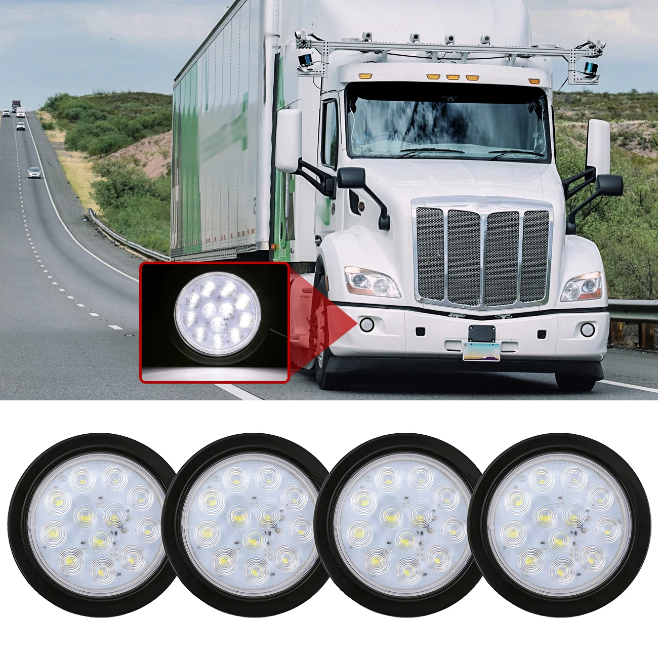 4pcs 4inch White 12LED Round Stop Turn Brake Tail Light Flush Mount Truck Trailer Backup Reverse Light Lamp 12v
4pcs 4inch White 12LED Round Stop Turn Brake Tail Light Flush Mount Truck Trailer Backup Reverse Light Lamp 12v