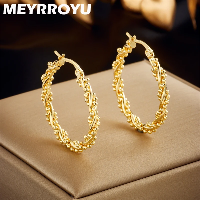 MEYRROYU 316L Stainless Steel Twist Circle Hoop Earring for Women New Arrival Accessories Temperament Jewelry Party Gift Brincos
MEYRROYU 316L Stainless Steel Twist Circle Hoop Earring for Women New Arrival Accessories Temperament Jewelry Party Gift Brincos