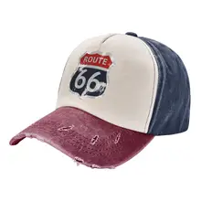 Hip Hop Route 66 Mother Road My Version Baseball Cap Unisex Distressed Washed Sun Cap Outdoor Workouts Caps Hat
