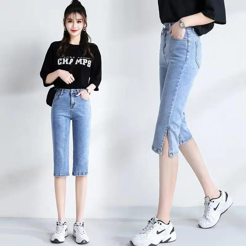 Womens Jeans Casual High Waist Summer Spring Fashion Cropped Pants Slim Stretch Cotton Denim Trousers for Women Light Blue E46
Womens Jeans Casual High Waist Summer Spring Fashion Cropped Pants Slim Stretch Cotton Denim Trousers for Women Light Blue E46