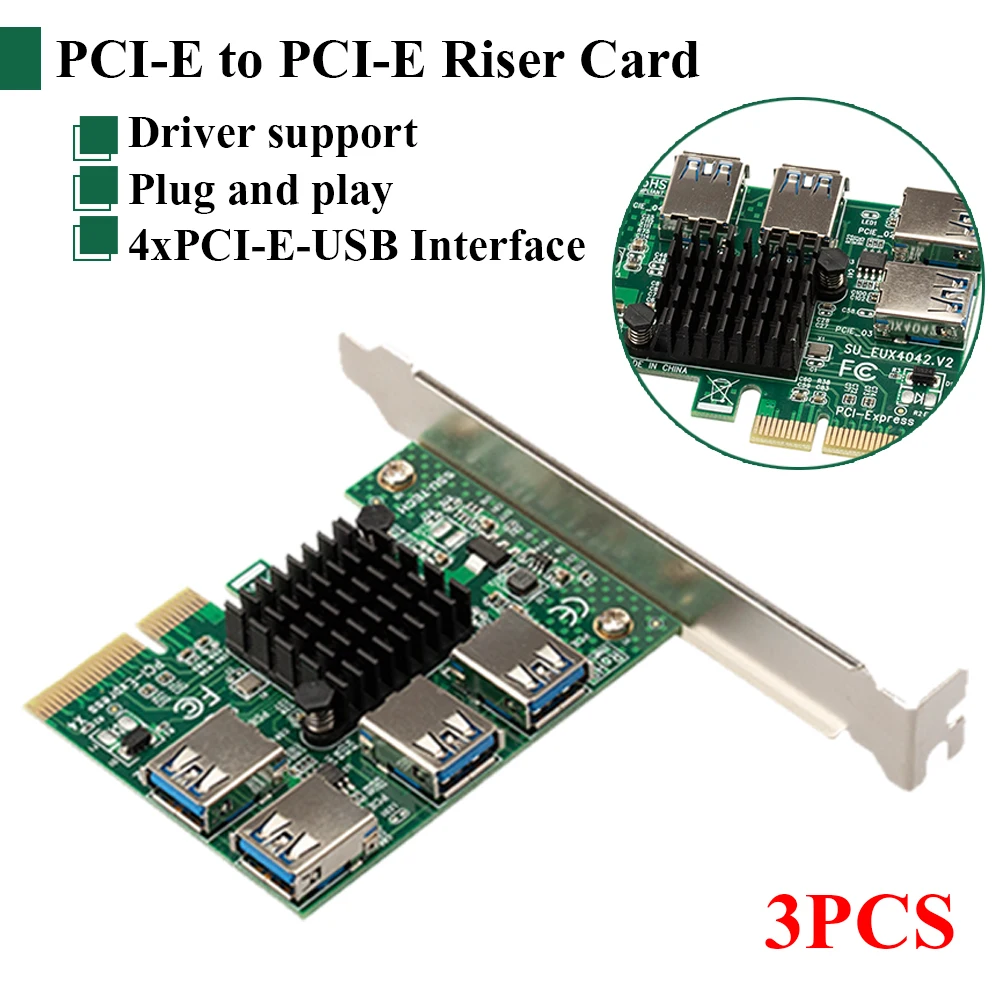 1-3PCS PCI-E to PCI-E Adapter Extender 1 Turn 4 PCI Express Slot 1x to 4x 16x USB 3.0 Riser Card Converter for BTC Miner Mining
1-3PCS PCI-E to PCI-E Adapter Extender 1 Turn 4 PCI Express Slot 1x to 4x 16x USB 3.0 Riser Card Converter for BTC Miner Mining