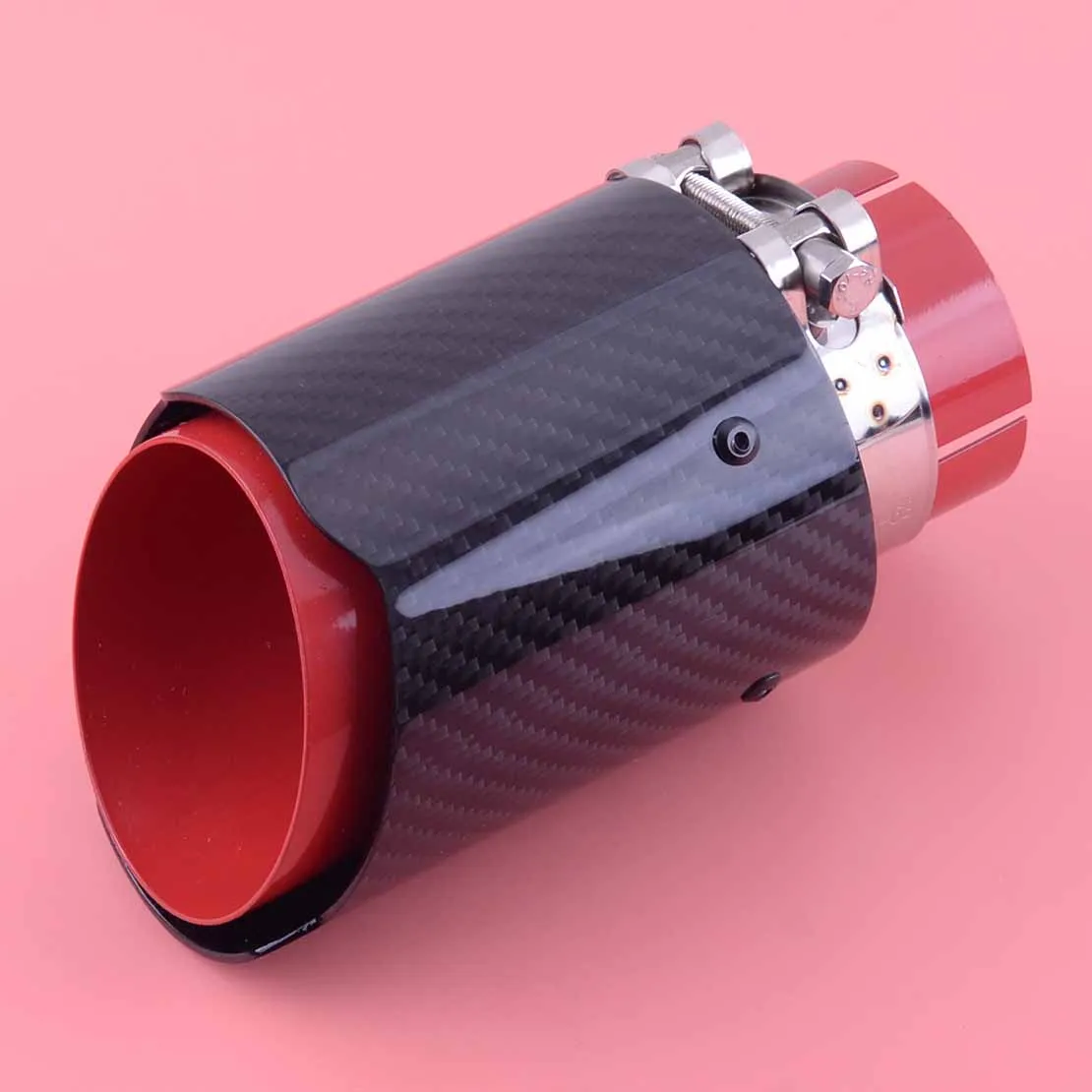 

Универсальный автомобильный выхлопной наконечник из красного и углеродного волокна, глушитель, труба 2,5 дюйма, 63 мм, вход 3,5 дюйма, 89 мм, выхо...