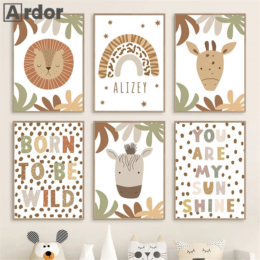 Giraffe Lion Poster Custom Name Art Posters Nursery Canvas Painting Rainbow Print Quotes Wall Art Nordic Picture Baby Room Decor
Giraffe Lion Poster Custom Name Art Posters Nursery Canvas Painting Rainbow Print Quotes Wall Art Nordic Picture Baby Room Decor